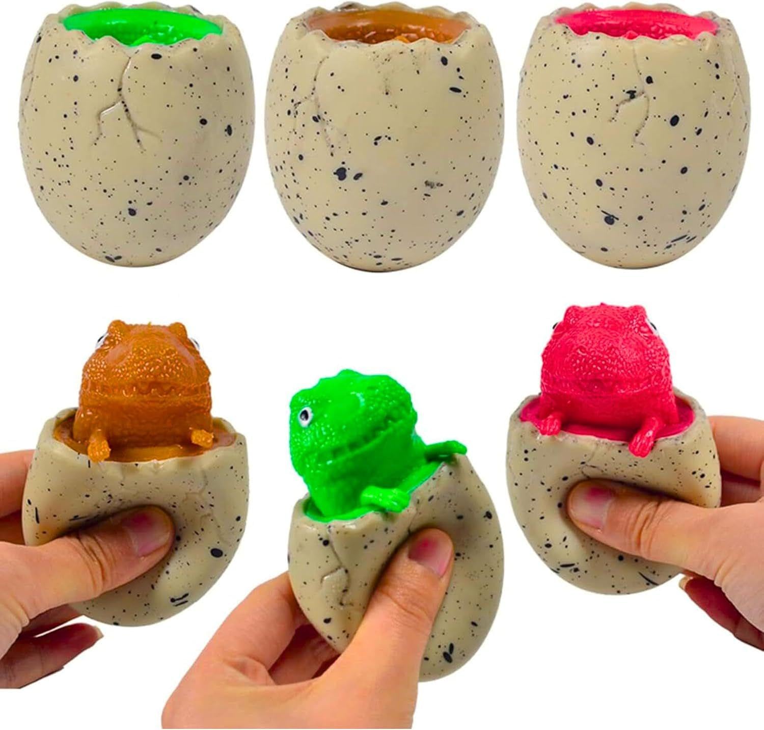 Lonimia Dinosaur Egg Squeeze Toys, Squishy Dinosaur toys, 3 PCS TPR Material Non-Stick Pop-up Squeeze Portable Stress Relief Toys, Suitable For People Over 3 Years Old