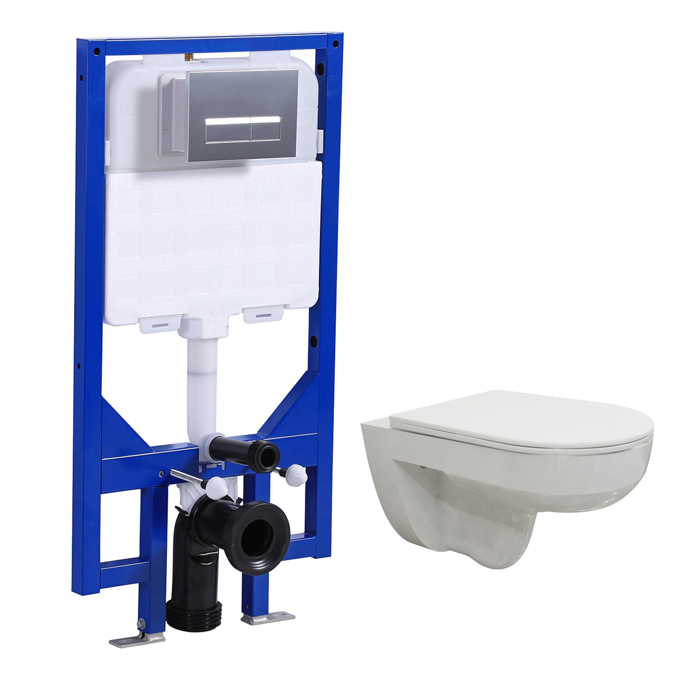 Huibathroom White Rimless Vortex Flushtechnology Wall Hung Toilet & 1.14M Concealed Cistern