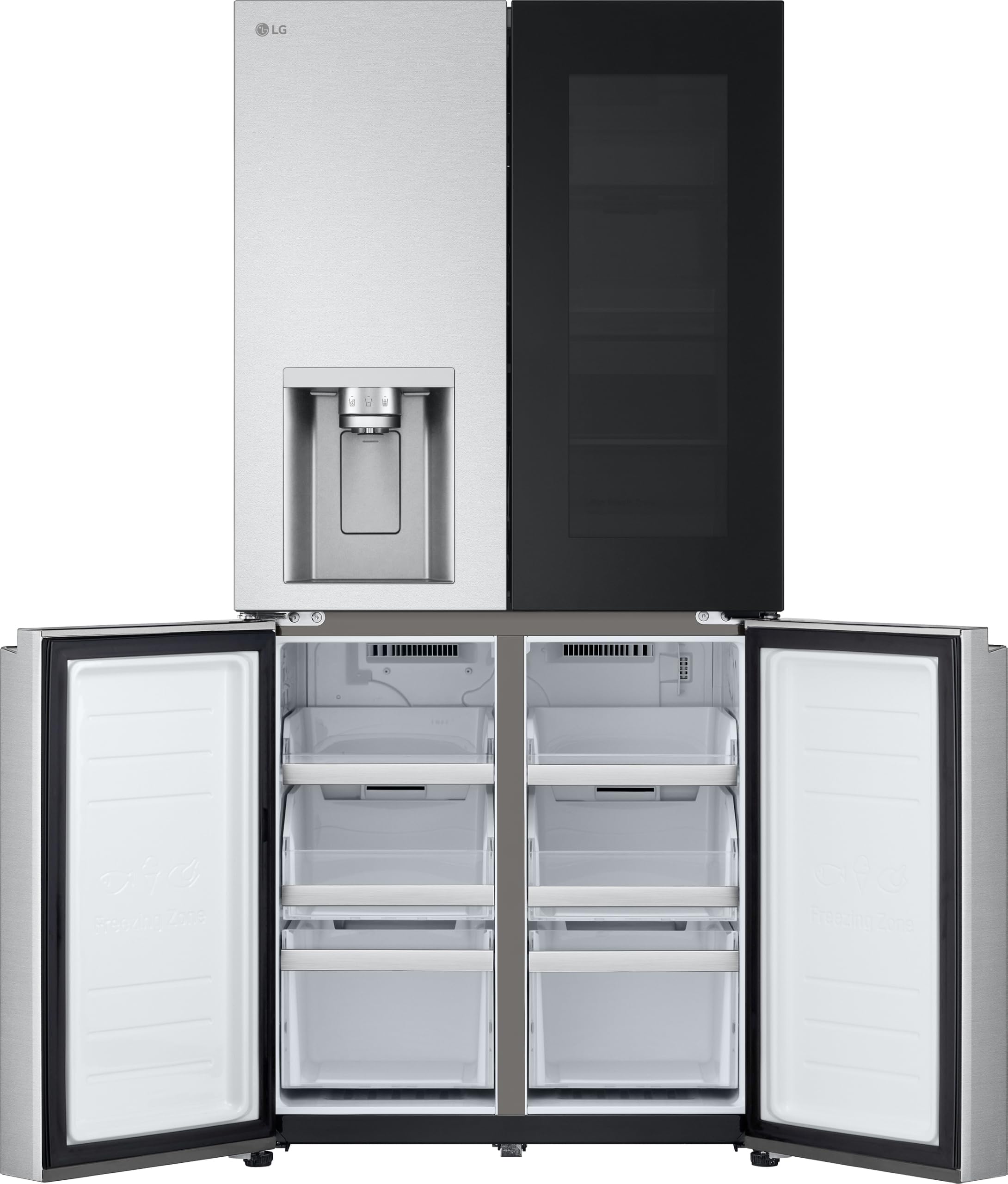 LG GMG861MBAE SLIM Multi-Door Kühlschrank mit Gefrierfach (508 L, Energieklasse E) mit InstaView, Eis- und Wasserspender, UVNano, Total No Frost, Silber