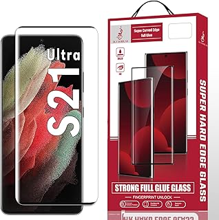 واقي شاشة دي ال 3 موبيلاك لموبايل سامسونج جالاكسي S21 الترا، واقي شاشة من الزجاج المقوى عالي الدقة، مقاوم للخدش، غير فقاعات، صلابة، طبقة تغطية كاملة