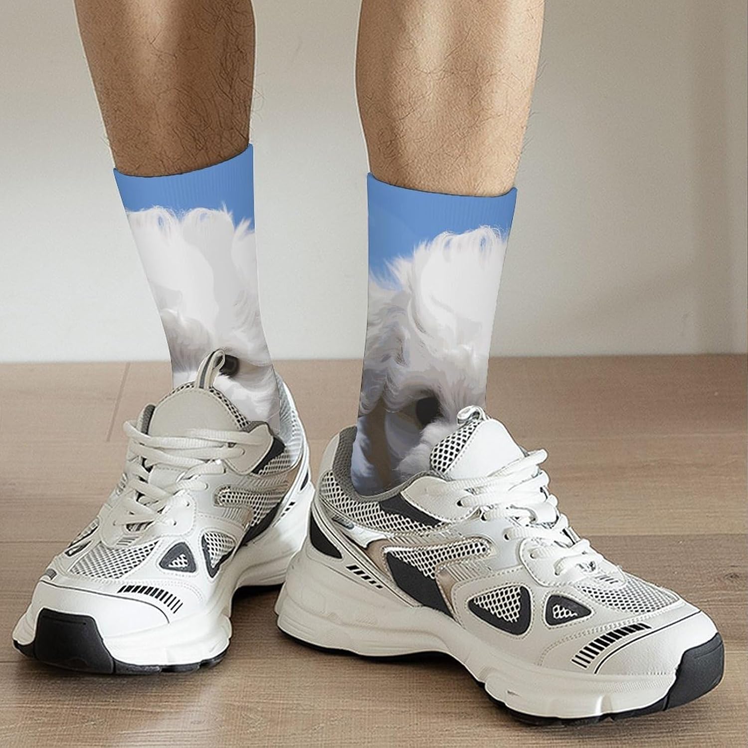 Mid-Calf Socks for Unisex, Casual Long Bichon Frise Dog Sock for Running, Elastic Crew Socks for Work