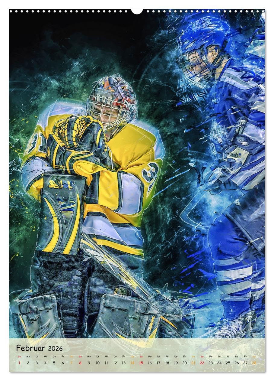 Eishockey spektakulär (hochwertiger Premium Wandkalender 2026 DIN A2 hoch), Kunstdruck in Hochglanz: Teamsport der Extra-Klasse - Kraft, Ausdauer, Härte und Schnelligkeit. (CALVENDO Sport)
