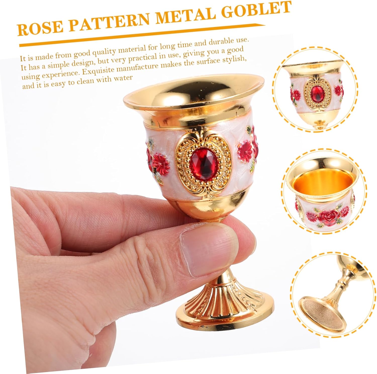 Vintage Chalice Goblet, Sacrifice Cup,Stemware Metal European Drinking Cup Rose Wine Cup Drinking Wine Cup Tea Coffee Sugar Canisters Bar Glasses(Gold)