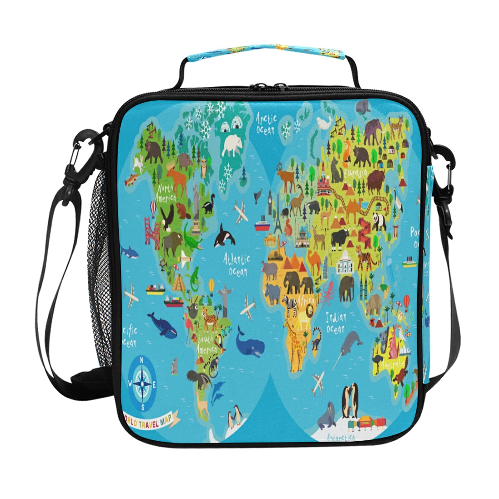 Amazon.com: ALAZA Animal World Map Lunch Box Girls Boys Insulated