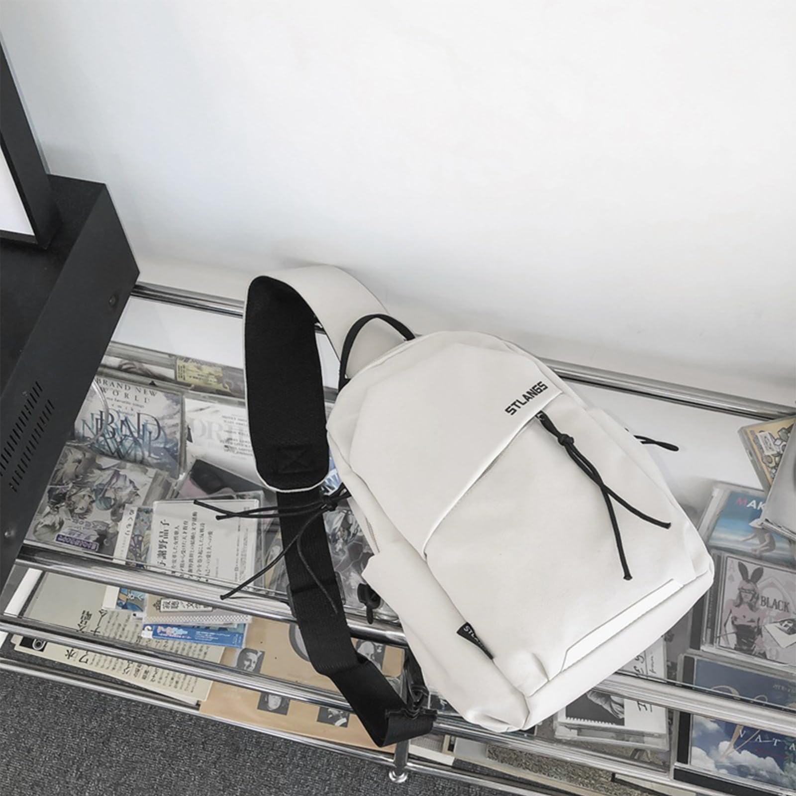 Borsa a tracolla unisex in tela con tasche multiple per tutti i giorni e lo sport, borsa a tracolla senza ciondolo