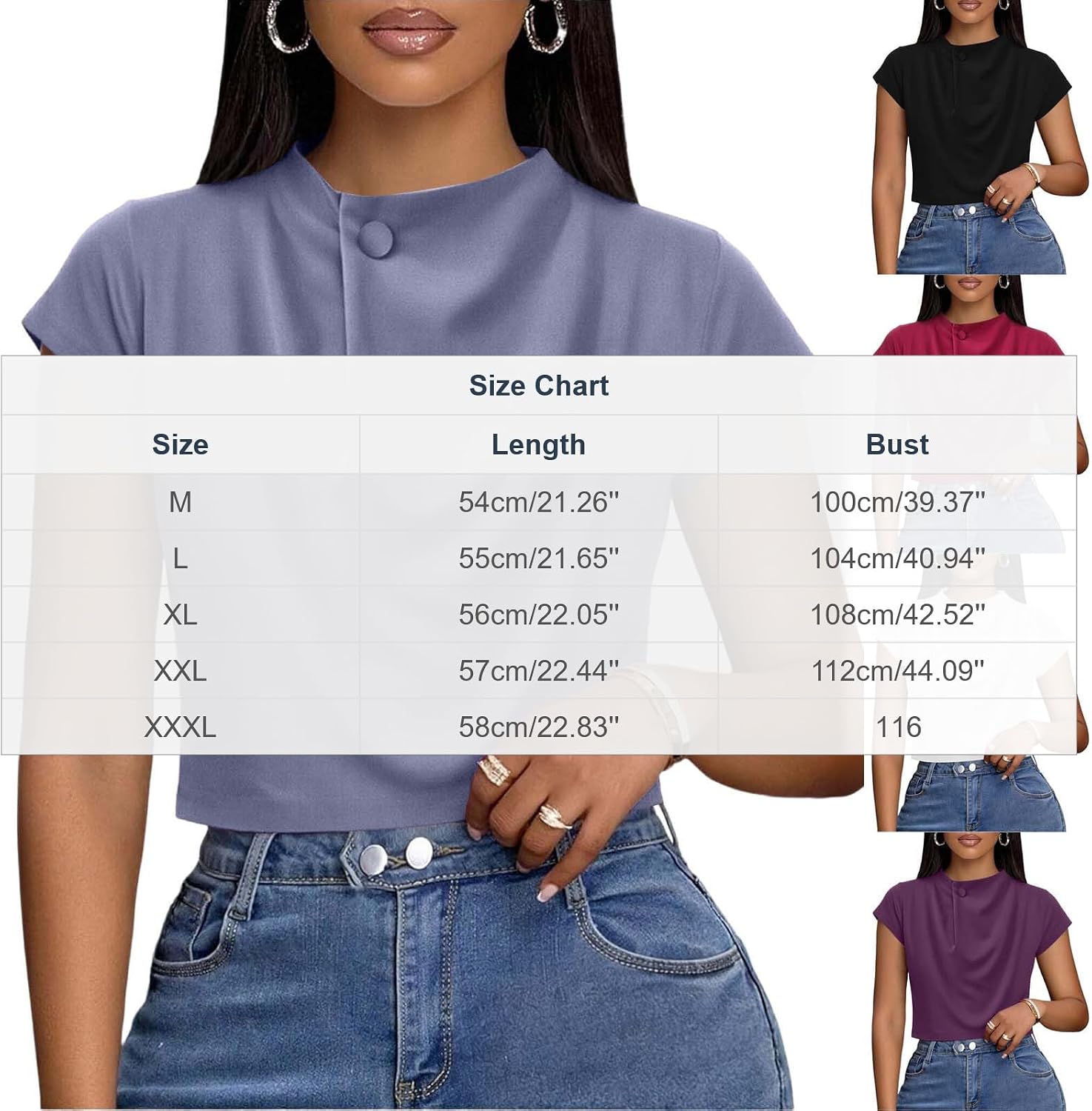 Women's Smooth Satin top Elegant Short-Sleeve Stand-up Collar Shirt Summer Loose-Fitting Casual Fashion Blouse