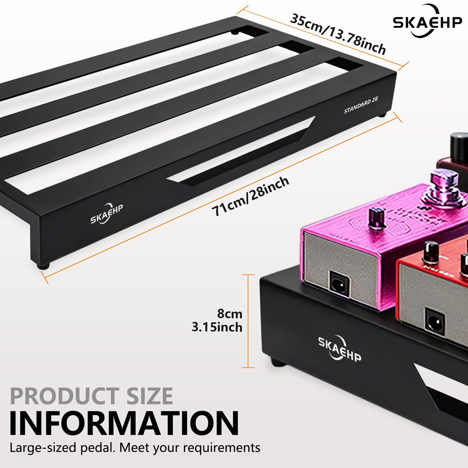 Gitarren-Pedalboard, Aluminiumlegierung, 3,1 kg, leichtes Pedalboard, 71,1 x 31,8 cm, mit Tragetasche, Standard 45,7 cm – Aluminiumlegierung