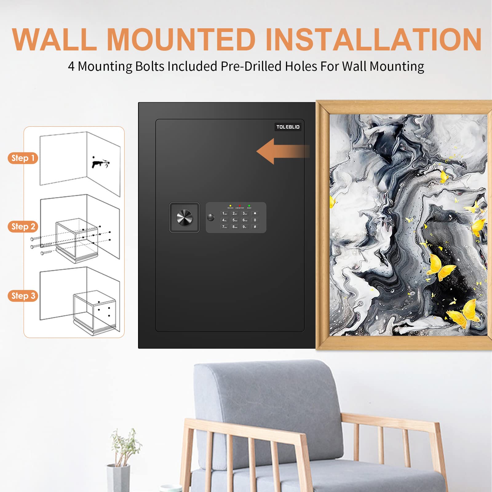 Electronic Flat Wall Safes Between the Studs Fireproof with Digital