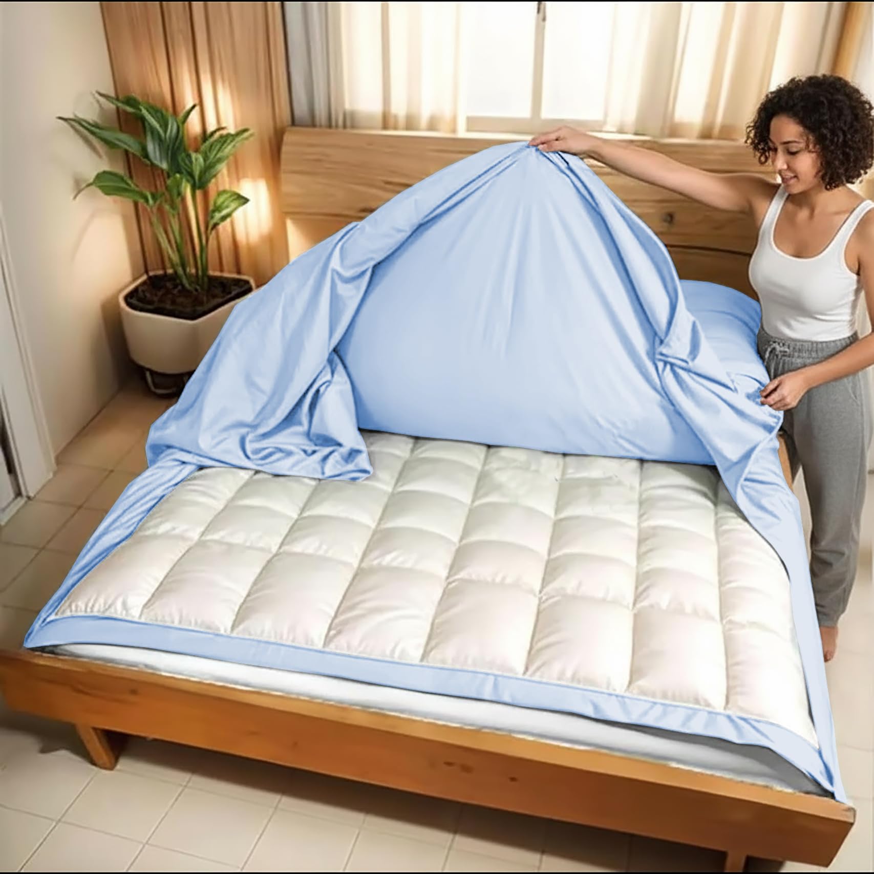 3 Side Zipper Duvet Cover Set Full Size - Unique Design Microfiber Duvet Cover Set with 3 Sided Zipper Closure, 3 PCS Full Size Duvet Cover (80"x90")