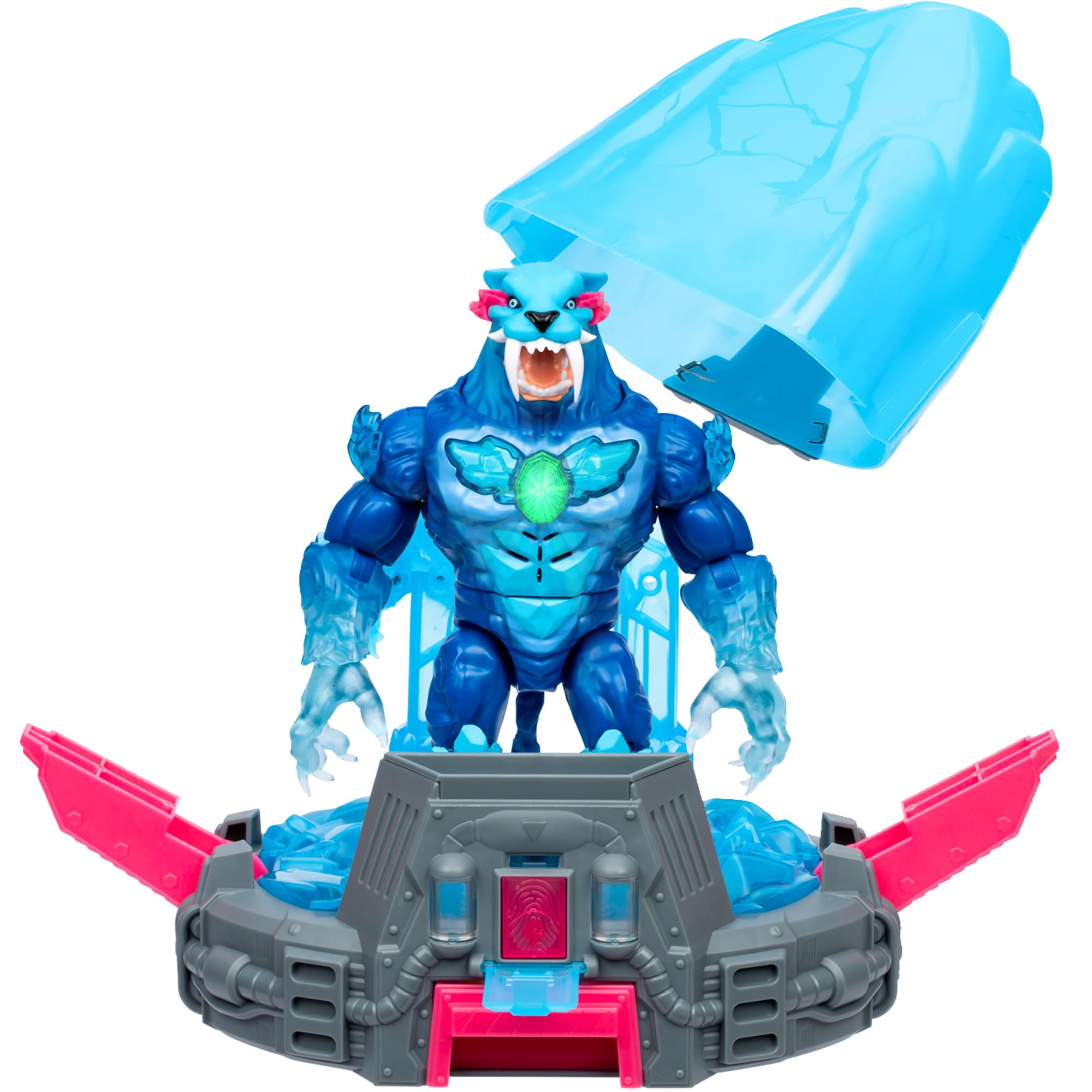 MrBeast Lab Melt The Ice To Release A Beast With The Cryo Lab Collector Figure, 7inch/18cm Figure With 30+ Lights, Sounds And Reactions, Includes 2 Weapons, 2 Big Cat Figures To Collect