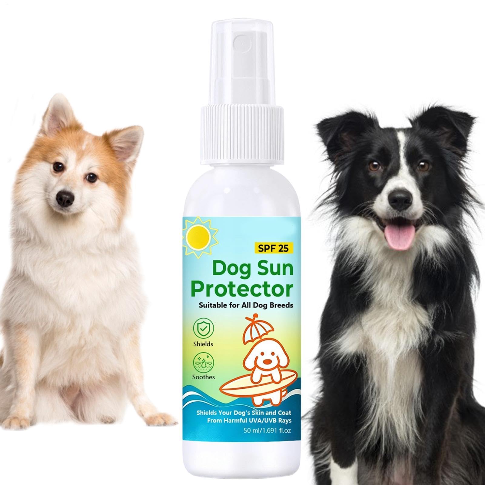 Dog Sunblock Spray, SPF 25 UV Protection Skin Spray, Lightweight Cooling Mist, 50ml Dog Sun Protection, Safe Skin Formula For Holiday Vacation Backyard Park Camping Beach Outdoor