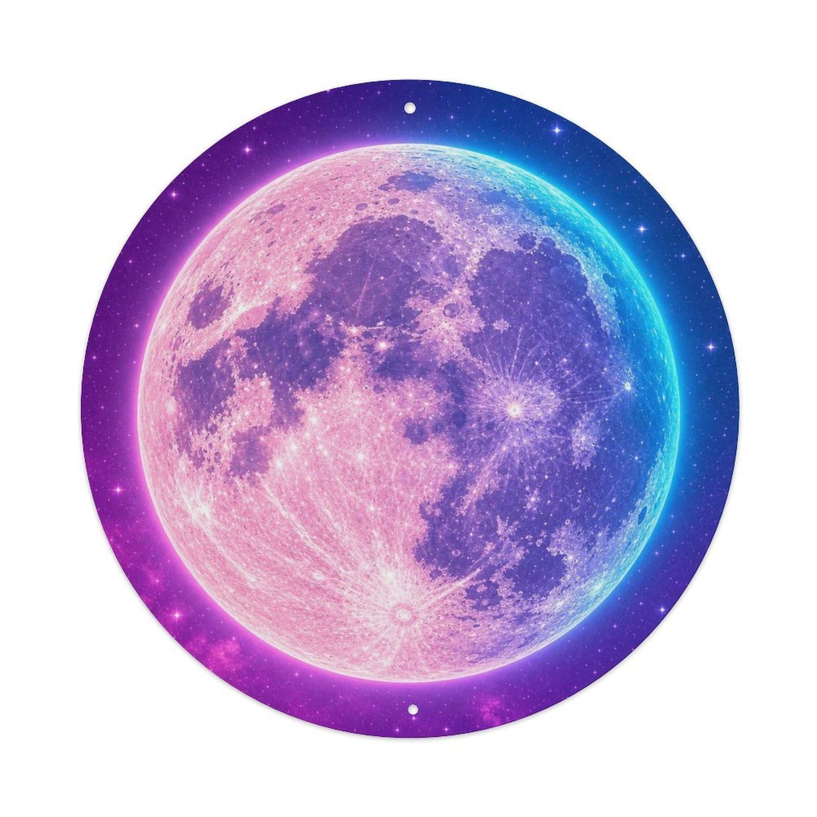 Odgynaw 8X8inch(20X20cm) Retro Space Moon Lunar Surface Telescope View Night Sky Metal Tin Sign
