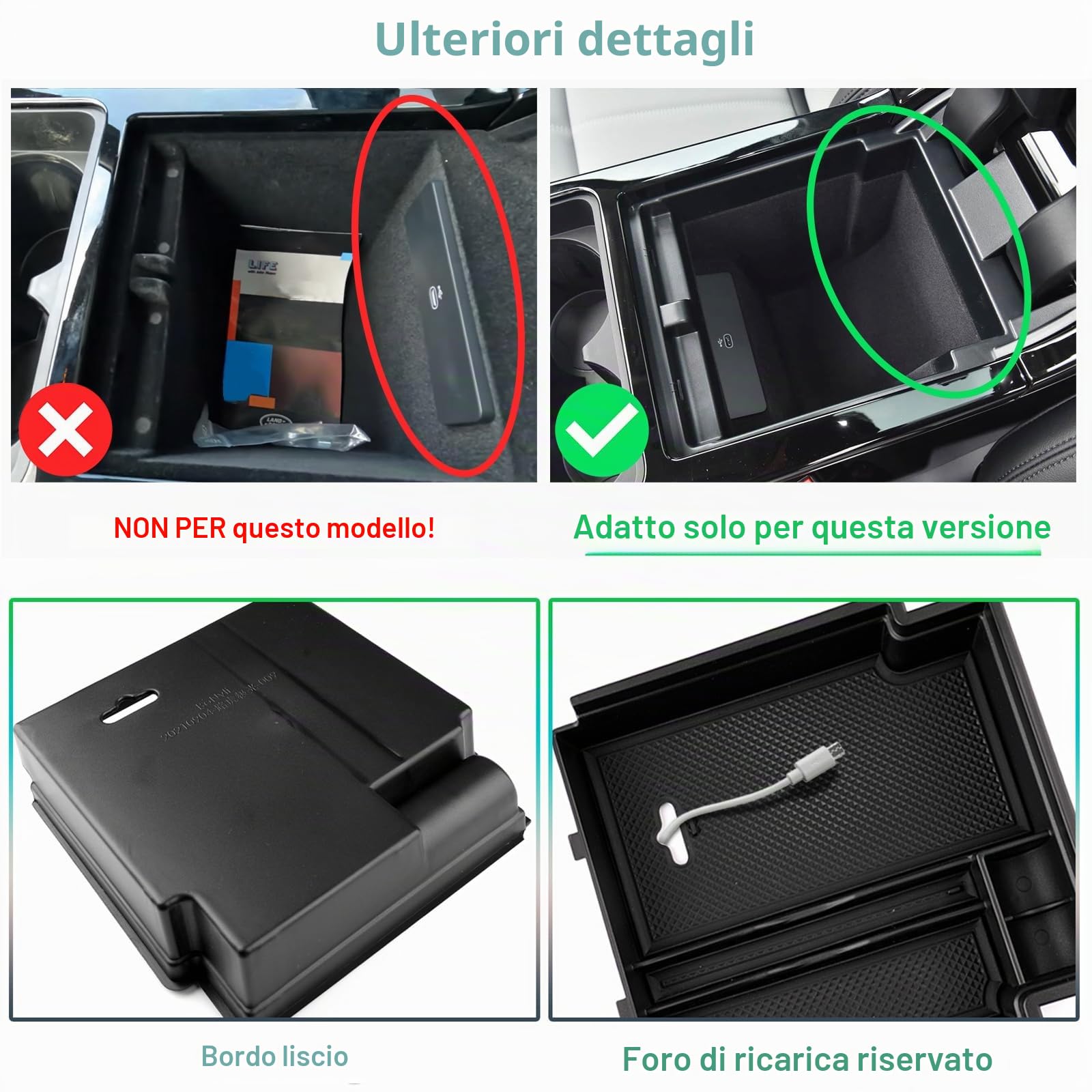GAFAT Compatibile con Range Rover Evoque 2019-2025 2026 Contenitore per Console Centrale, Evoque L551 Organizer per Braccioli, Vano Portaoggetti, Accessori Evoque