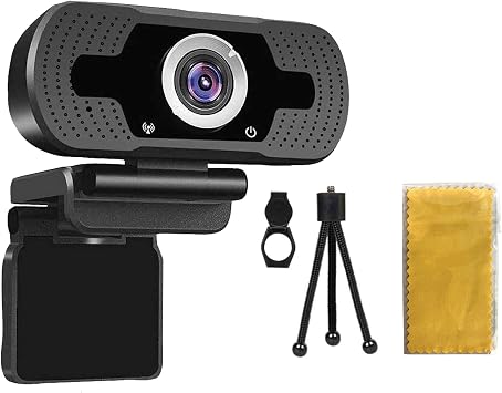 EVERGROW Full HD 1080P Webcam for Computers PC Laptop Desktop, Conference Calling, Study Video Teaching, Skype, Zoom - Work from Home Webcam, USB Plug and Play, Privacy Cover, Tripod, Lense Cloth