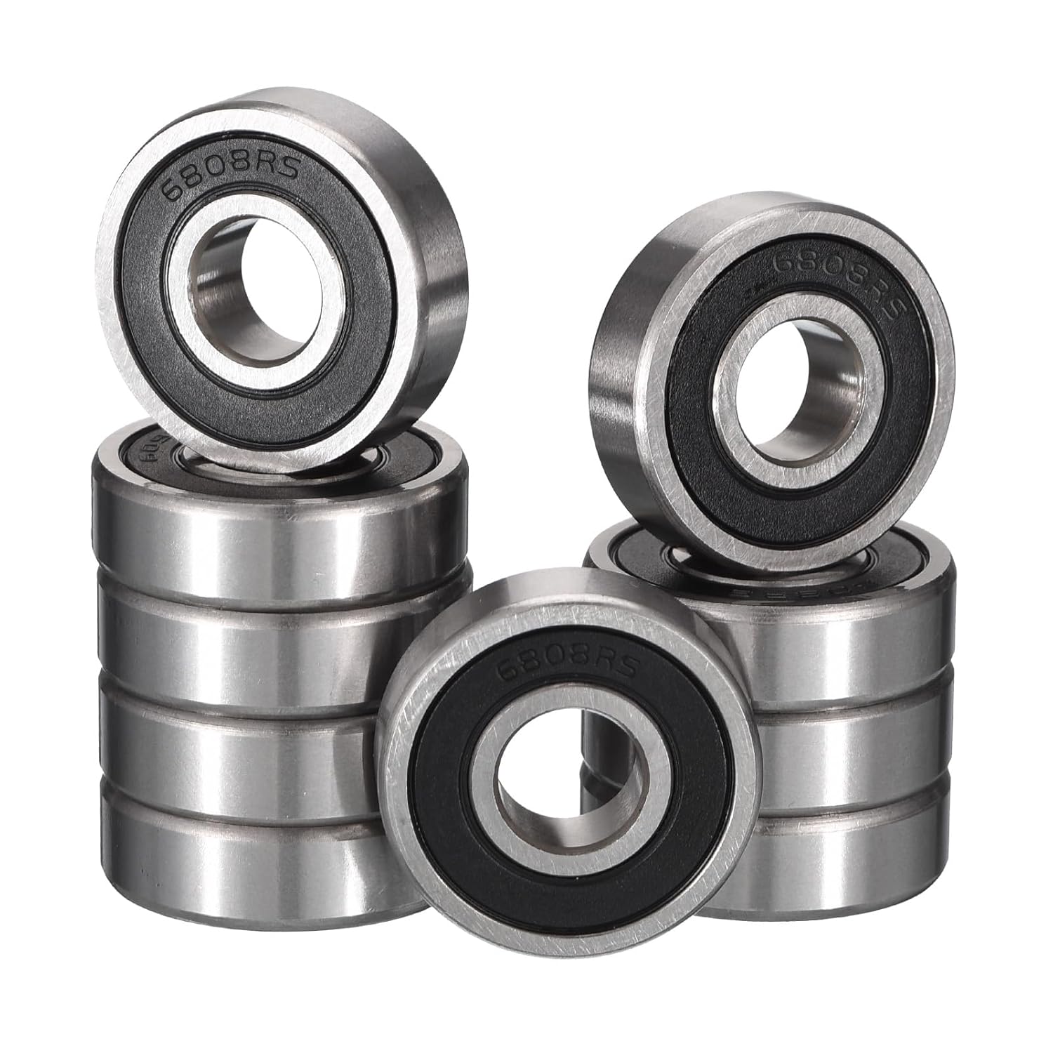 6801-2RS Deep Groove Ball Bearings, ID 12mm x OD 21mm x Width 5mm Double Rubber Sealed Ball Bearing Pre-Lubricated Chrome Steel Z2 Lever 10pcs