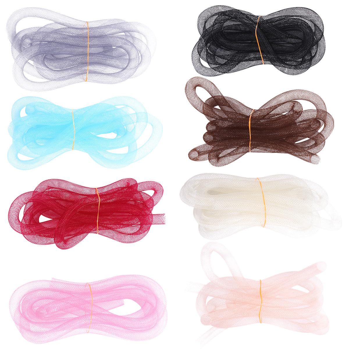 KALLORY Cordone in Nylon Intrecciato per Creazione di Gioielli Fai da Te, Tubo Rete Tubolare Rigido 8mm Fiocco, Set 2 Metri per Lavori Artigianali Colore Casuale