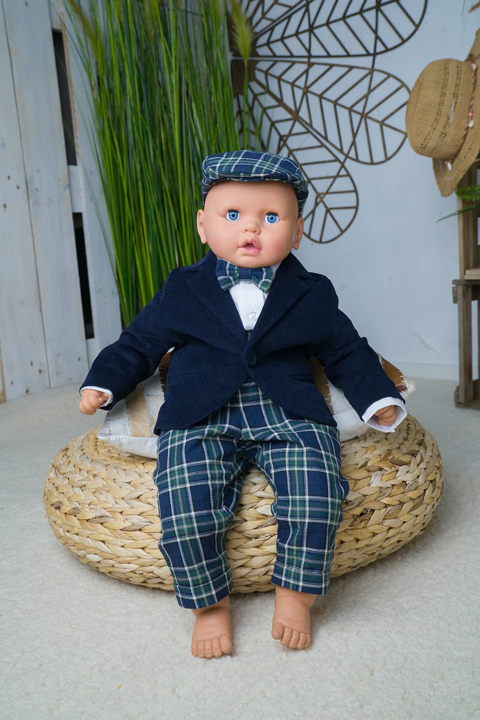 Traje de bautizo para bebé, niño, traje de bautizo para niño, Azul - Verde, 3 mes