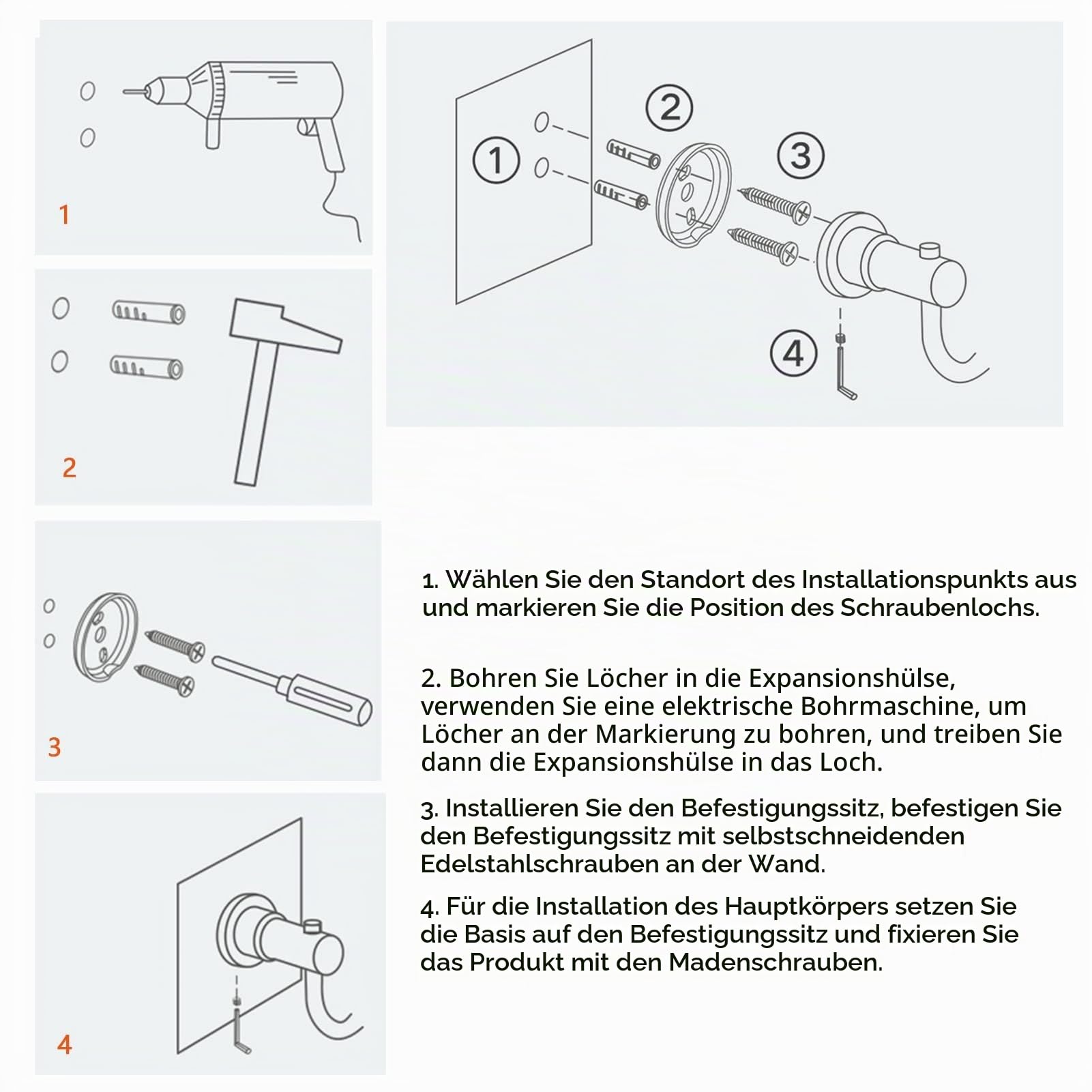 Handtuchstange Handtuchhalter 100 cm 110 cm 120 cm Handtuch Barschiene, Wandhalterung Edelstahl poliert Finish Einzelstange Handtuchhalter für WC und Küche Badezimmer Zubehör, Silber ( Size : 110cm )