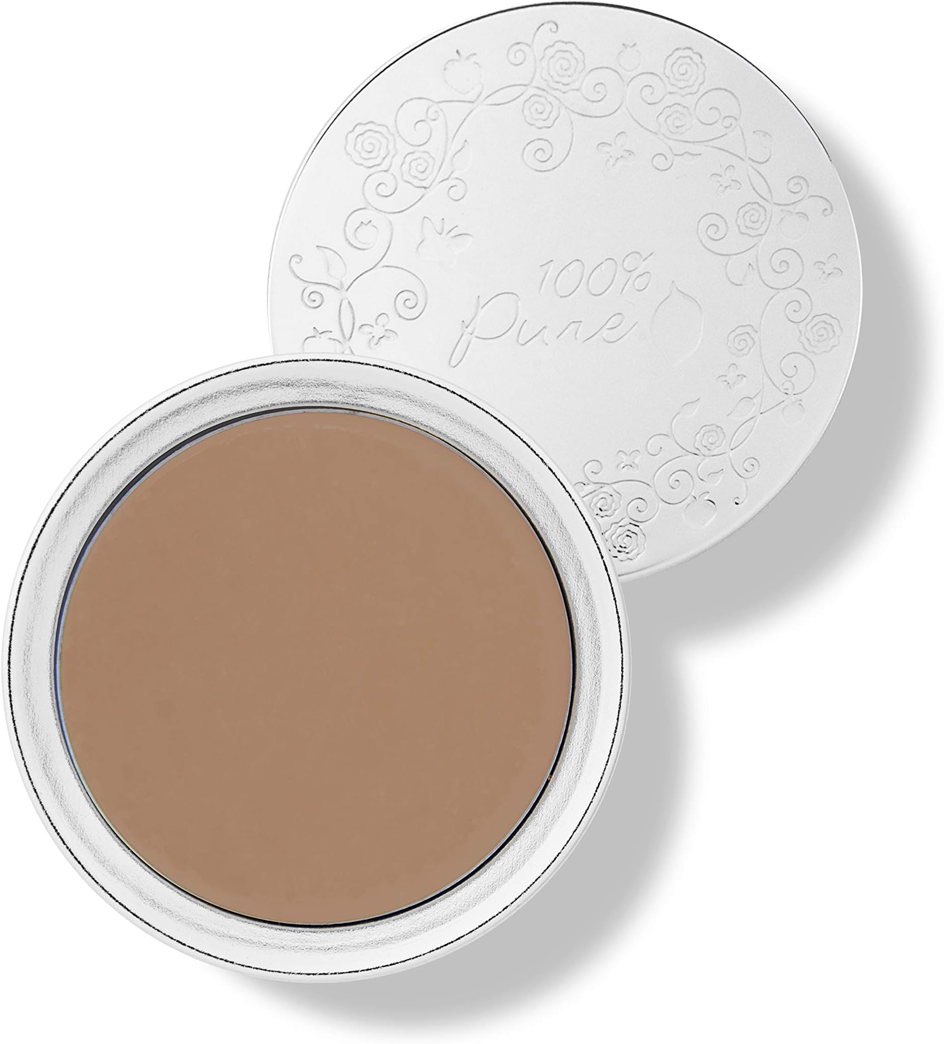 100% PURE Cream Foundation Concealer Face Makeup Medium to Full Matte Coverage - Vegan Fruit Pigmented Toffee Color (Tan with Neutral Undertone) - 0.32 oz