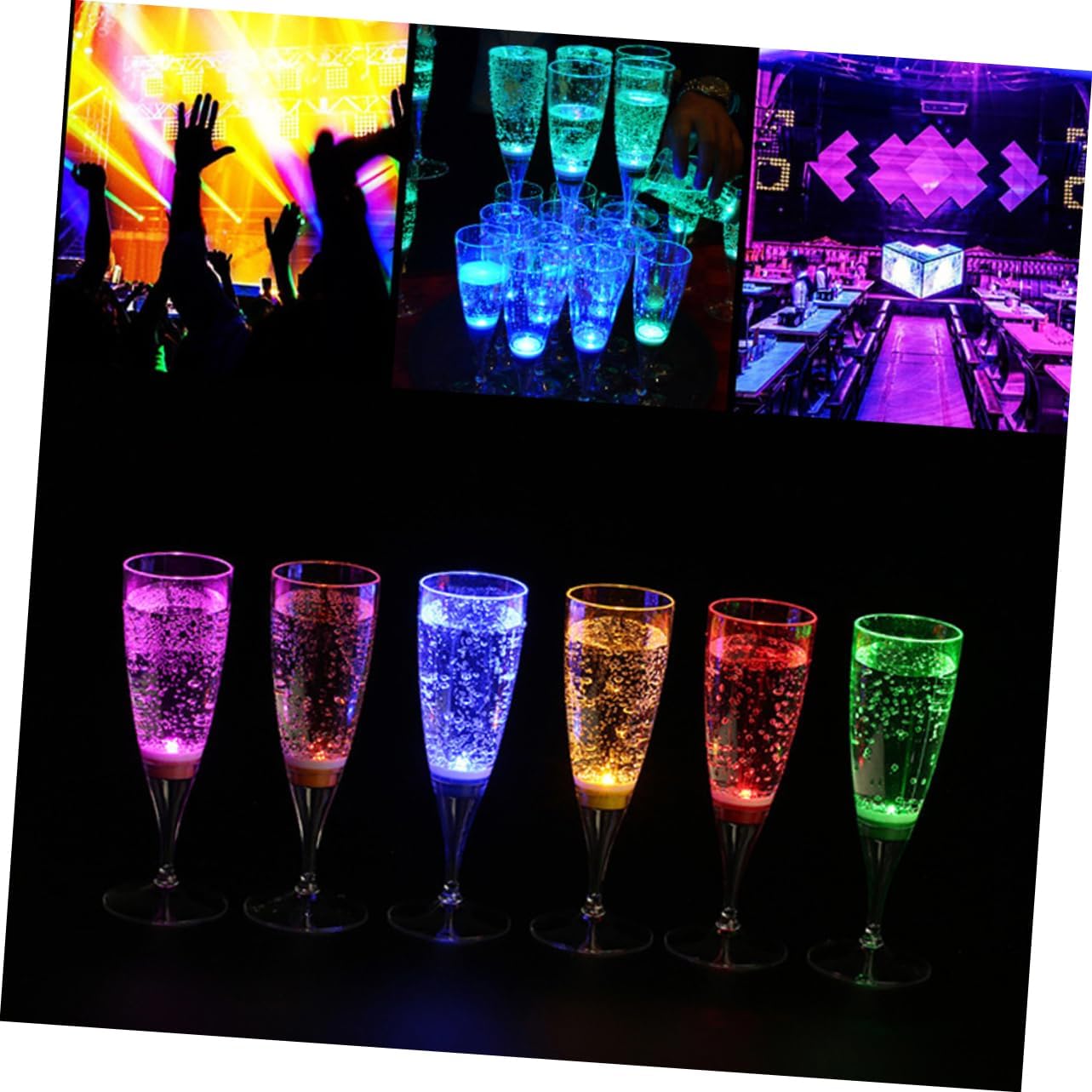 Mobestech 6pcs Led Wine Glasses Liquid Activated Plastic Cups Led Light up Drinking Glasses Festive Decor for Wedding Party