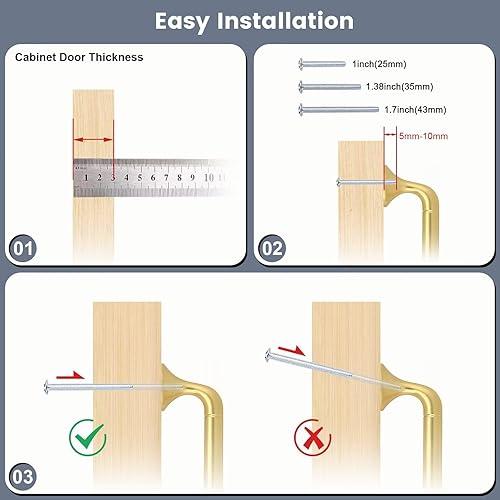 Miniatura 4 de knobelite Paquete de 5 tiradores de gabinete de cocina dorados de 3 pulgadas (2.992 in) de aleación de zinc, tiradores de arco y arco para armarios