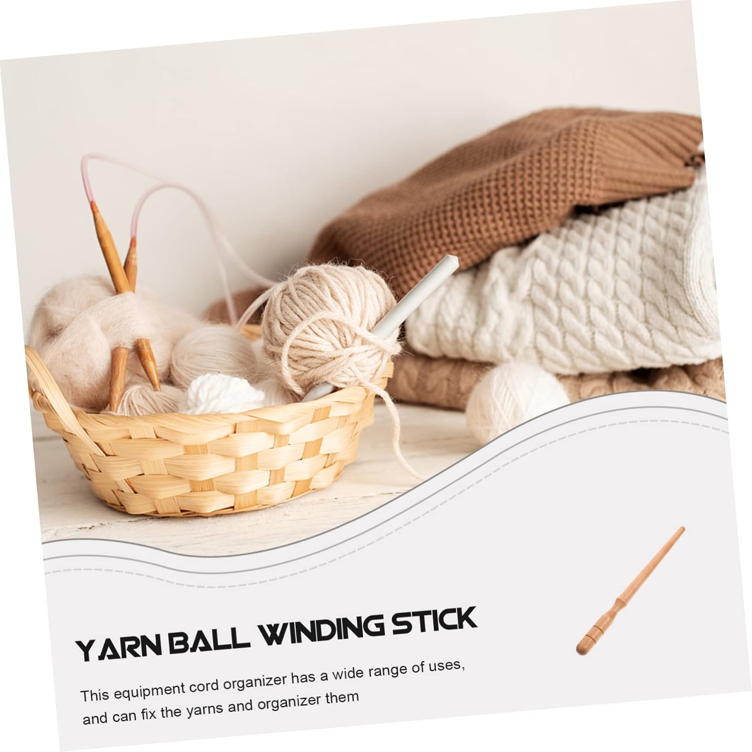 Gadpiparty Yarn Winding Stick Tool for Knitting and Crocheting Reusable Hand Operated Yarn Winder Craft Supplies for Hobbyists