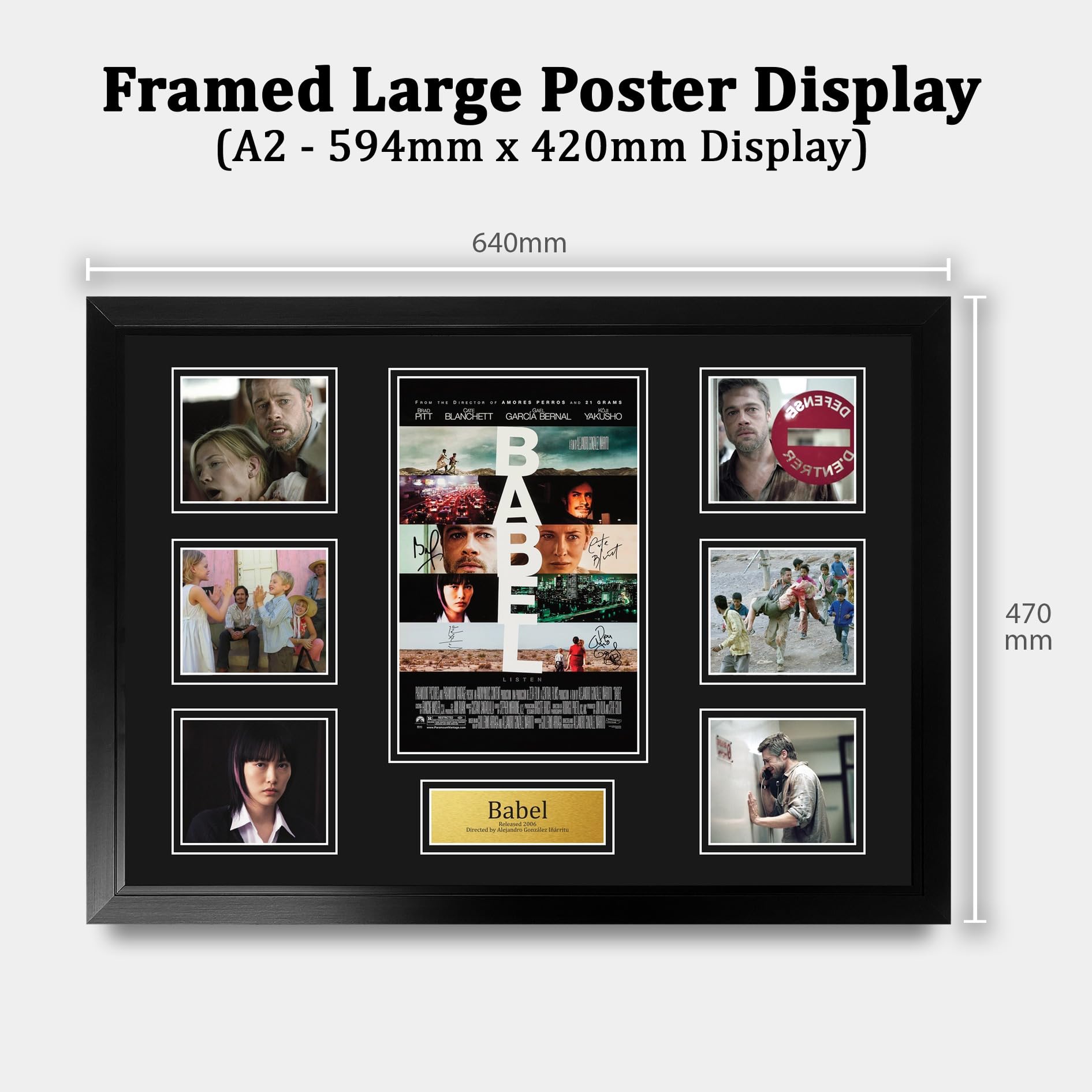 HWC Trading Babel Podpisany Plakat Filmowy A2 Deluxe w Ramie