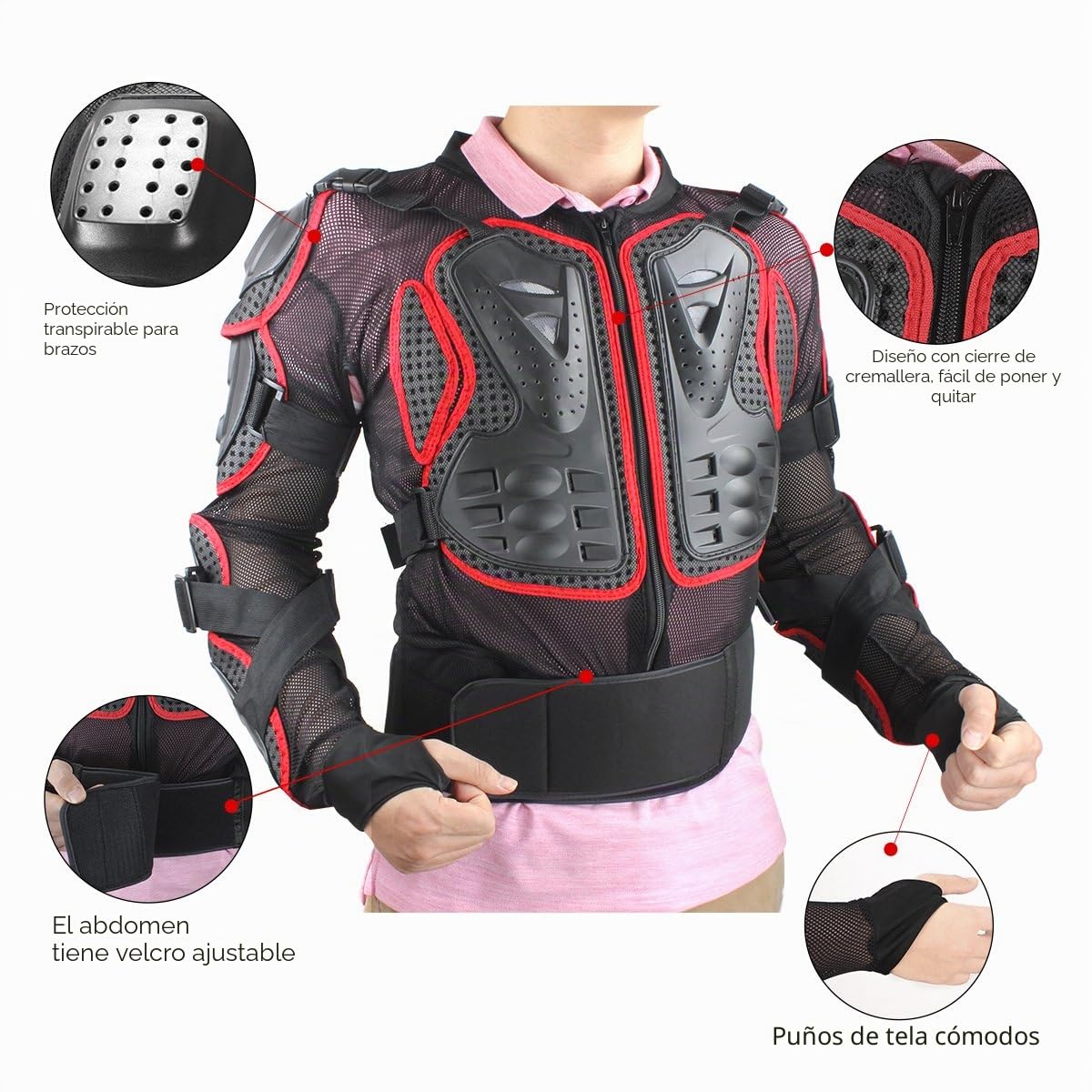 Chaqueta GES con armadura protectora para motocicleta, ropa de protección