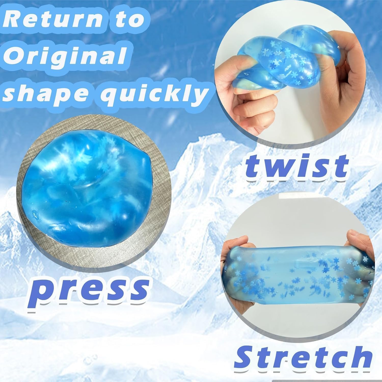 Ice Cube Squishy Stress Ball - Slow Rising Fidget Toy -4 Ice Cube Squishy Stress Ball - Slow Rising Fidget Toy -4