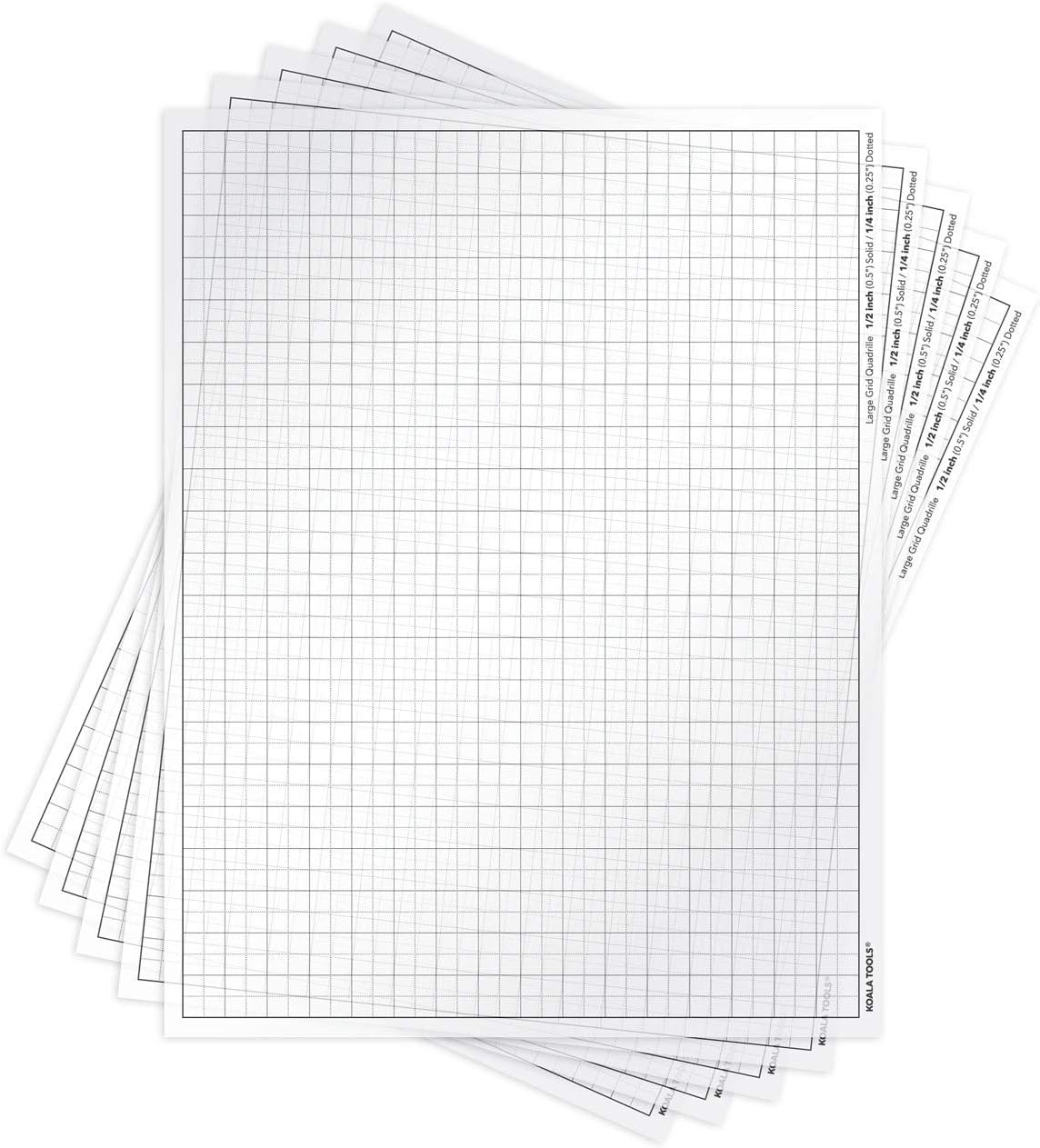 Koala Tools | Quadrille Grid Transparency Sheets (Pack of 5) - 8.5" x 11" | Overhead Projector and Light Box Transparencies - Tracing Film for Sketching & Drawing