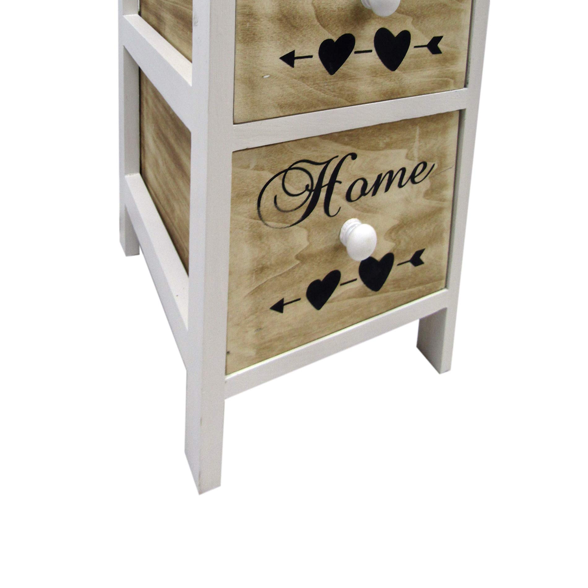 Rebecca Mobili Comodino Stretto, Cassettiera 3 Cassetti, Legno Bianco Marrone, Montato, Scandinvavo, per Camera Da Letto Soggiorno - Misure: 59 x 26 x 30 (HxLxP) - Art. RE6492