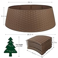 Vista 2 de Blissun Anillo para árbol de Navidad, collar de plástico para árbol de Navidad de 28.5 pulgadas, falda de árbol de Navidad para decoración de Marrón