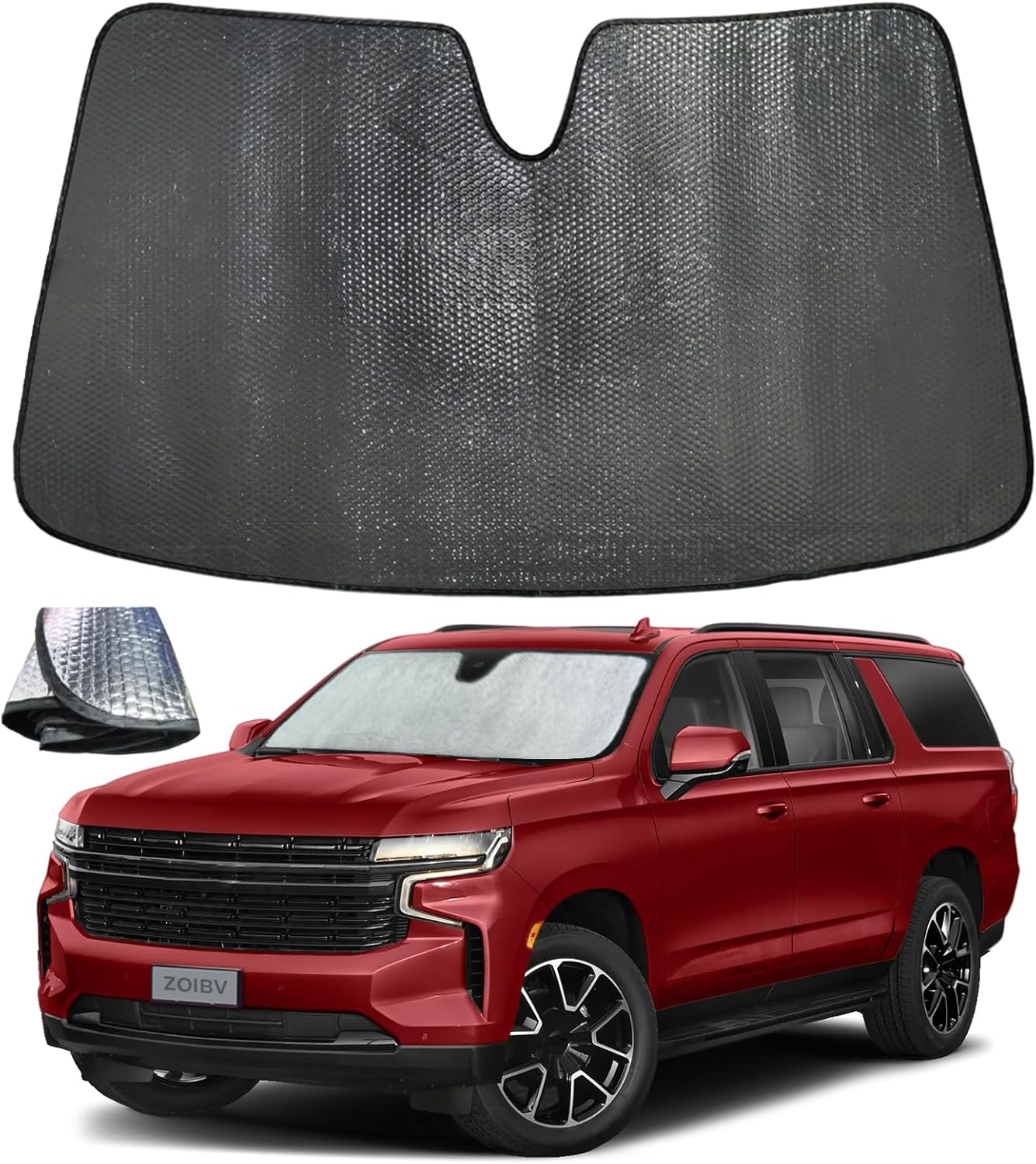Windshield Sun Shade for Chevrolet Chevy Suburban 2021-2024 - 5-Layer Bubble Foldable Front Window Shade Sun Visor Accessories - Blocks Heat & UV Rays?? For Chevy Suburban 2021-2024