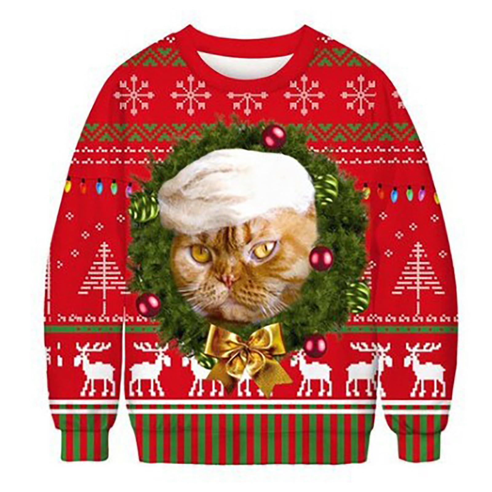 Felpa Di Natale Uomo Con Stampa 3D - Motivo Natalizio Divertente, Maniche Lunghe, Taglia Large, Per Autunno/Inverno