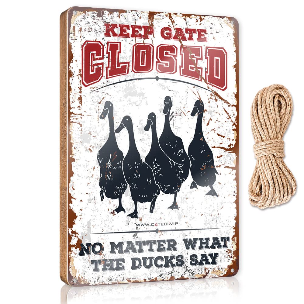 Signs For Home Decor Keep Gate Closed No Matter What The Ducks Say Wooden Sign Wood Plaques For Crafts Front Porch Decor(15X28CM)
