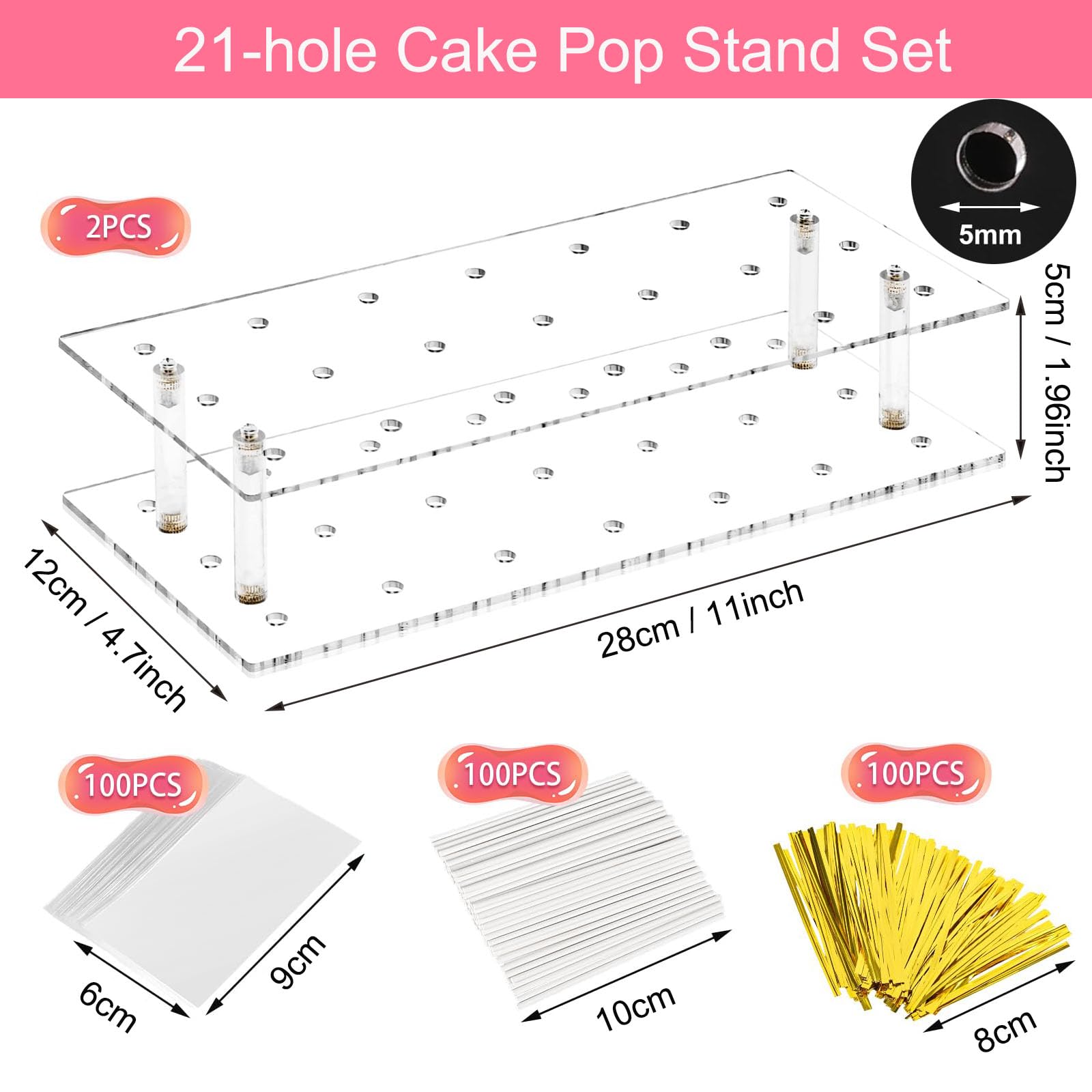 Supporto Per Lecca Lecca In Acrilico Trasparente – 21 Fori Per Cake Pop, Espositore Per Dolci E Caramelle - 4