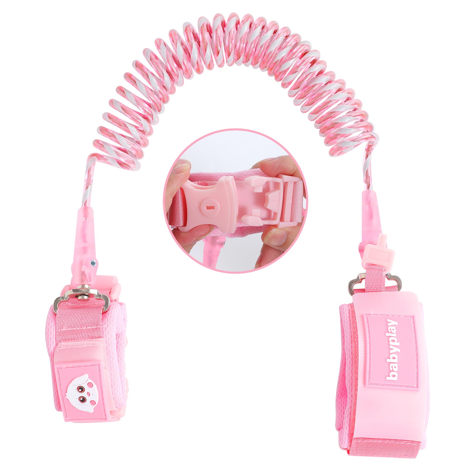 Anti-lost Wrist Belt, Anti-Lost Rope for Children Anti-lost Child Barlet Child Wrist Leash 360° Rotation Safety Harness 2.5m (Pink)