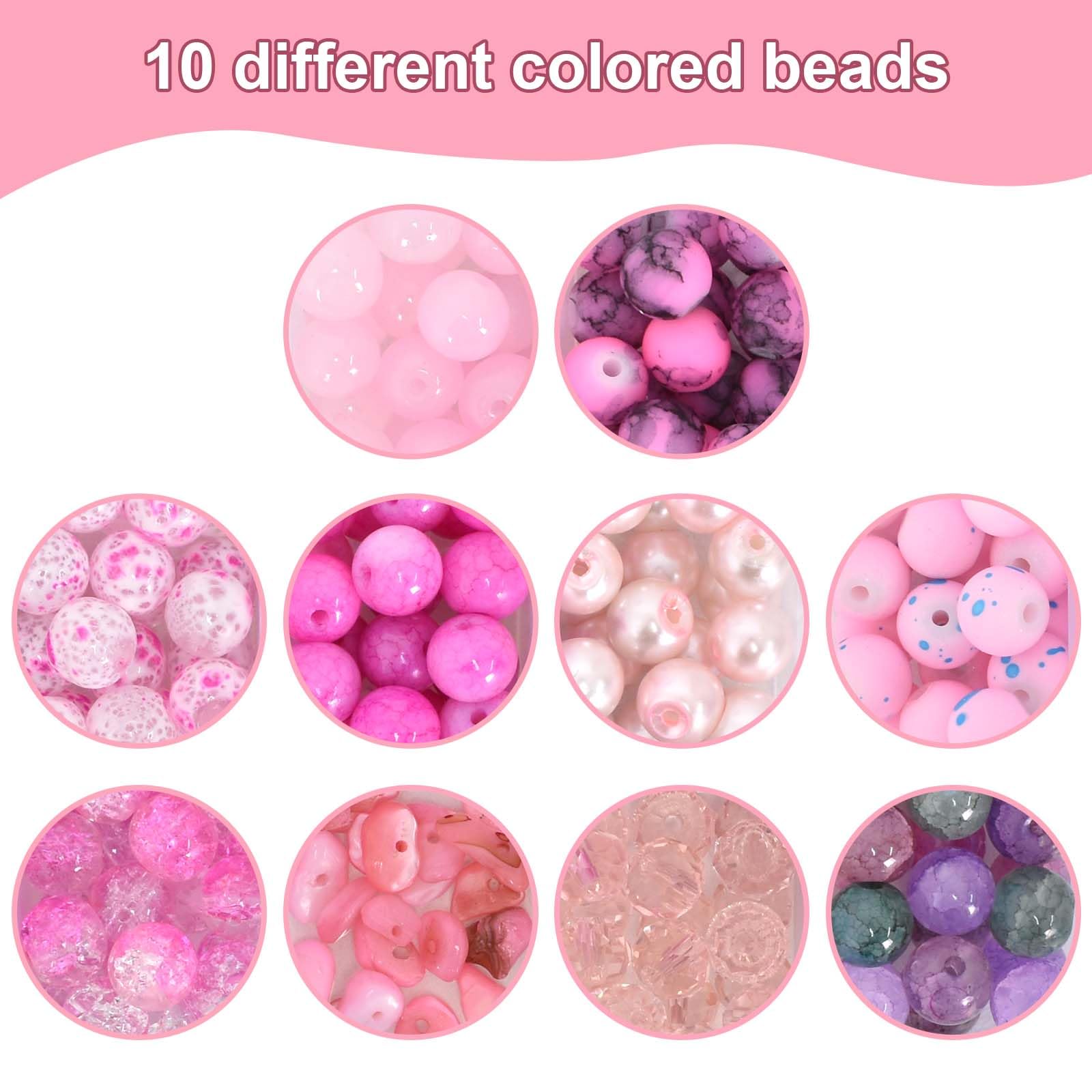200 Pezzi Perline Craquelé 8 mm di Vetro Colorate, Rotondo Marmorizzato, Scoppiettare per Braccialetti Collane Bigiotteria Artigianato (Viola