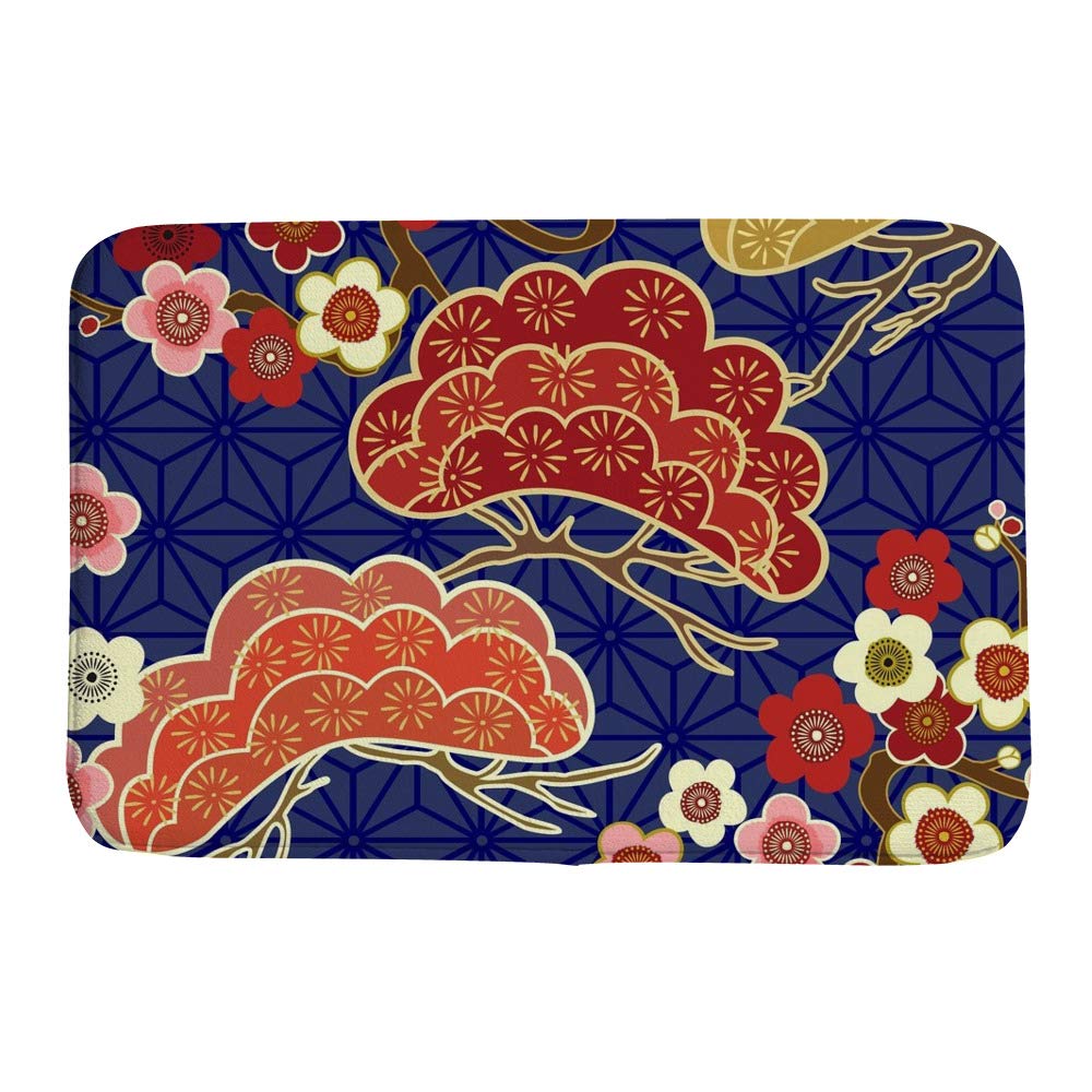 Alfombrilla de baño oriental en terciopelo coral decorativo y antideslizante