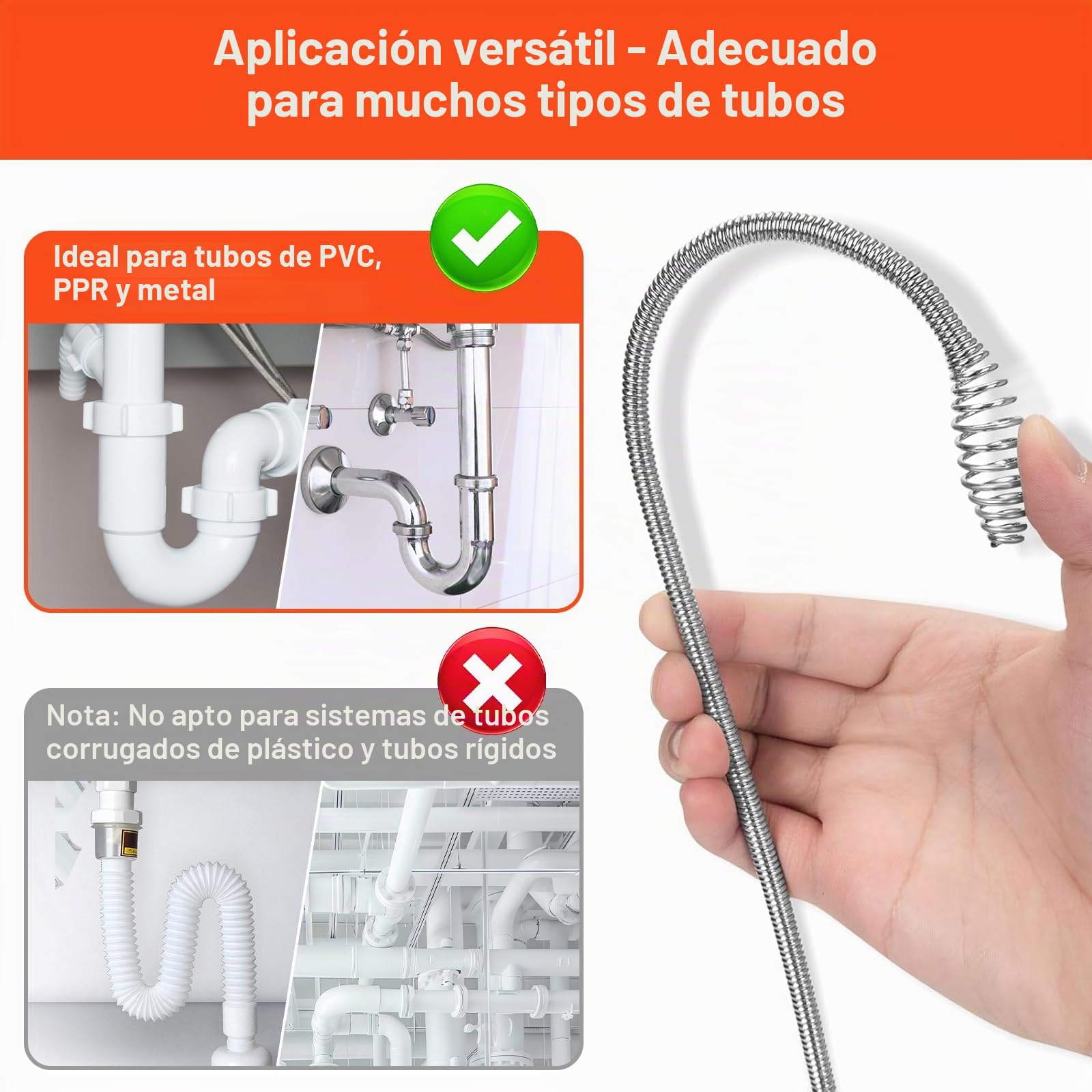 SOARFLY Desatascador Tuberías Profesional 10 m, Espiral Desatascador con Accesorio para Taladro, Manual & Eléctrico, para Fregadero, Baño y Cocina