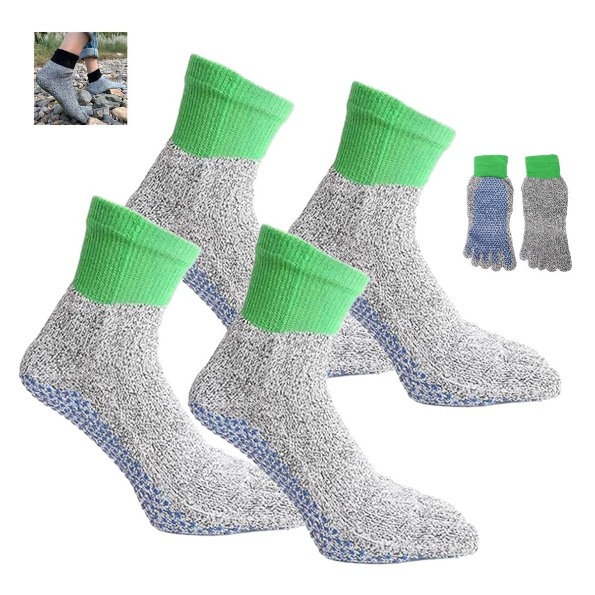 2Pair Konjoun Barefoot Socks Grounding Mens Womens,Non Slip Breathable Toe Socks,Portable Workout Socks for Outdoor Hiking