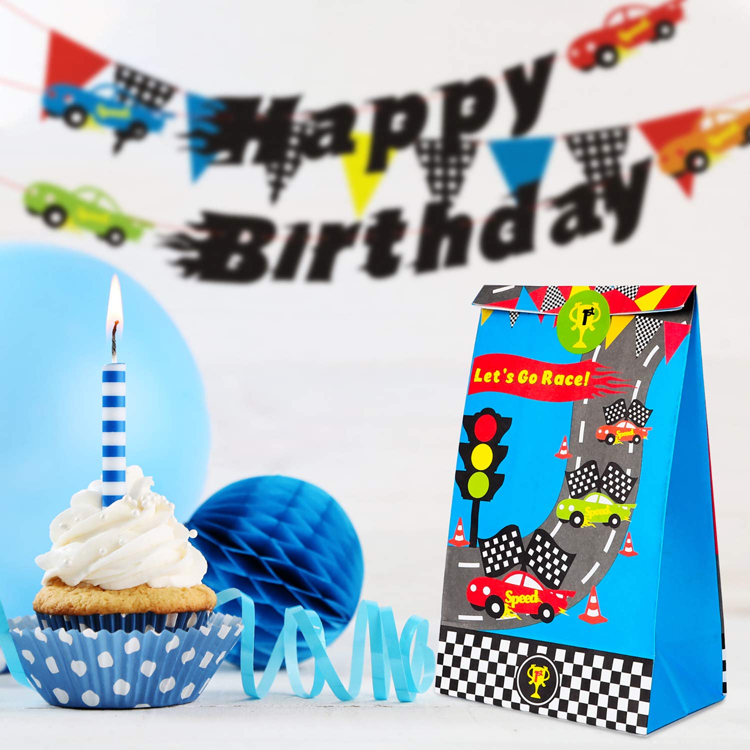 Racing Car Party Favor Bags 24 PCS Race Car Style Party Treat Bags Cake Candy Snack