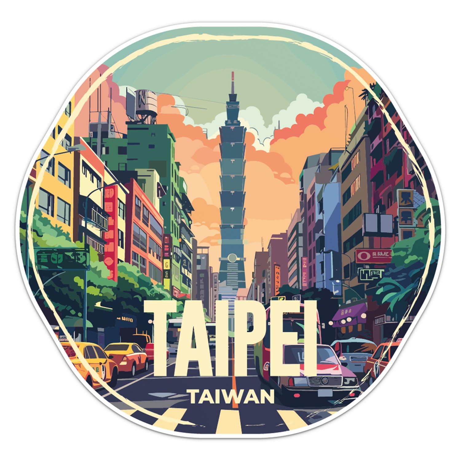 Taiwan Taipei City Sticker - Waterproof Vinyl Decal for Car Bumper, Water Bottle Laptop Luggage Bike Phone Cases Wall Window, Sticker - 3'' Longer