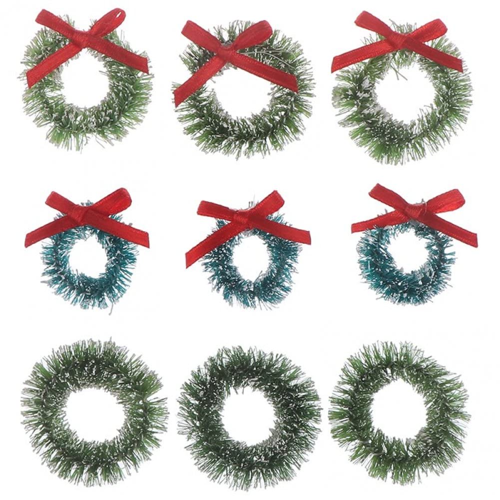 Fituenly Style1 9 Pcs Christmas Wreaths Miniature Fairy Garden Home Decoration Mini Craft Dollhouse Micro Decor Diy Gift Dollhouse Decor