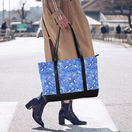 Miniatura 6 de Blue Birds - Bolsa para laptop de gran capacidad para mujer, con cremallera, para trabajo, viajes, con maletín ejecutivo para mujer