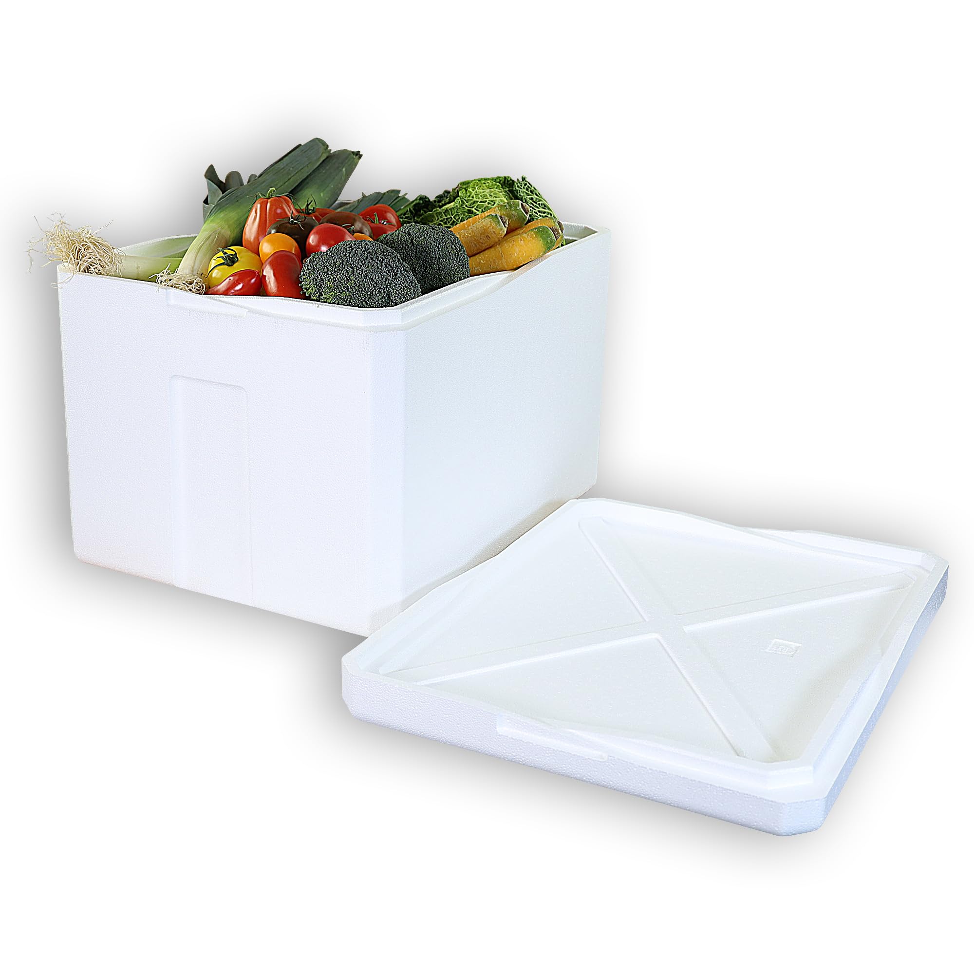 3 Thermoboxen Styropor XXL 64, 5Liter mit Deckel - Kühlbox Styropor - Wiederverwendbarer Isolierbehälter / Transportbox | Große Styropor Kühlbox