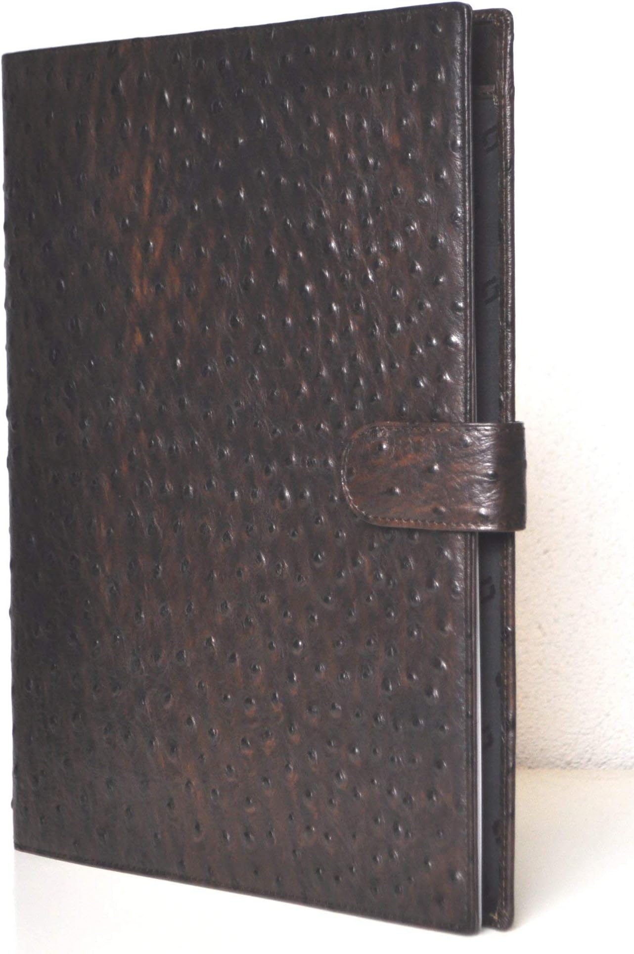 Struzzo A4 Writing Case Brown 20 mm Calfskin Leather 4 Ring Binder Conference Folder PB150SZ01