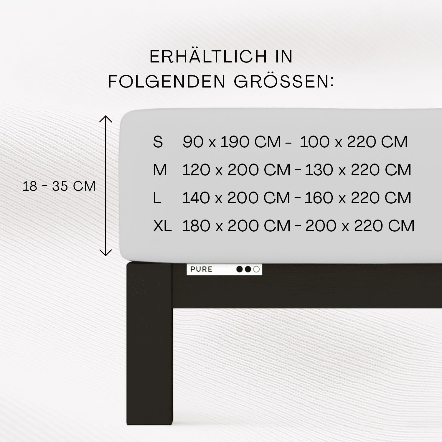 Schlafgut Pure Spannbettlaken 95% Mako Bio Baumwolle & 5% Elasthan Made in Green by Oeko Tex (90x190cm bis 100x220cm Matratzenhöhe von 18 bis 35 cm, Grey Light)
