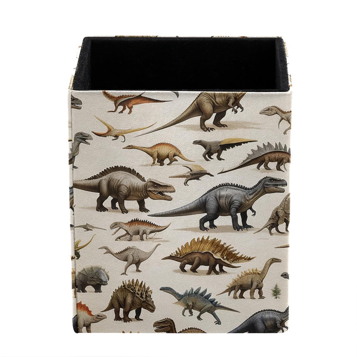 HEOEH Dinosaur Pen Holder Pen Pot, Square Pencil Cup for Desk