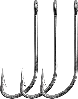 Saltwater Fishing Hooks, 50pcs O'shaughnessy Stainless Steel Saltwater Long Shank Fishing Hook Extra Strong Forged Metal Hooks Size 1/0-10/0